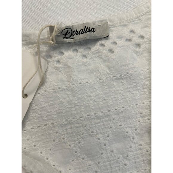 Made in Italy  Boho -chic -Romantic Doralisa White Cotton Eyelet Dress With Flar - Picture 3 of 14